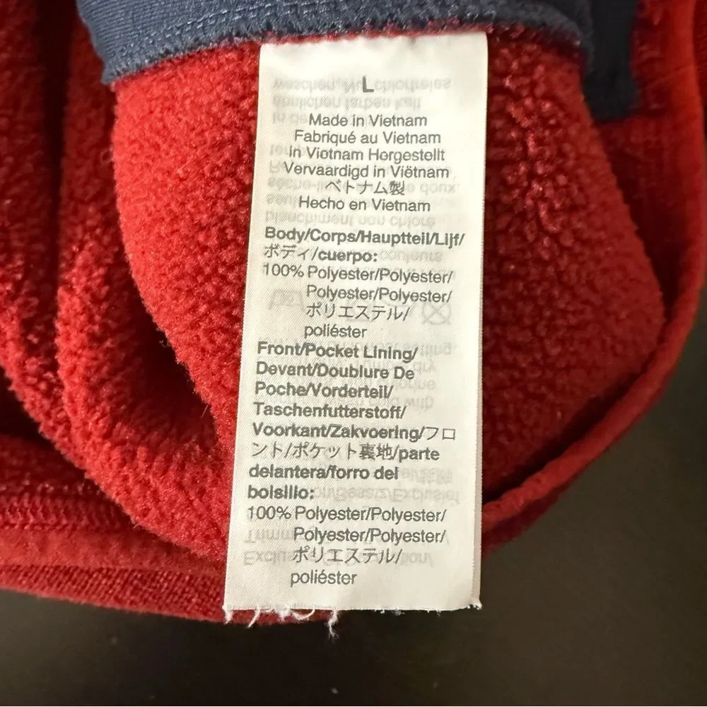 J Crew Nordic Polartec Sweater Men Sz L Red Navy 1/4 Zip Fleece Pullover Outdoor
